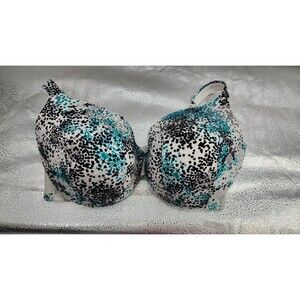 Cacique LANE BRYANT Blue Confetti Smooth Satin Full Coverage Underwire Bra 40F